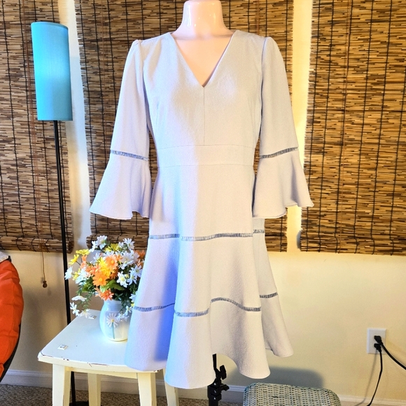 Eliza J Fit and Flare Bell Sleeve Textured Dress - Picture 1 of 14